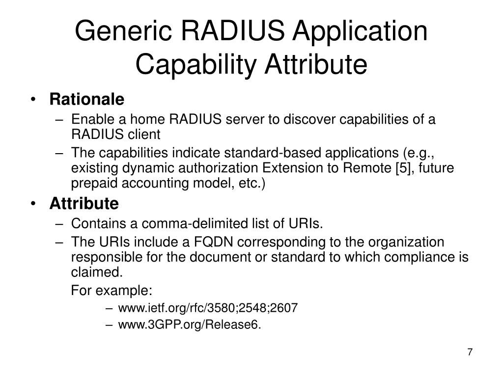 PPT RADIUS Attribute Harmonization and Informational guidelines for