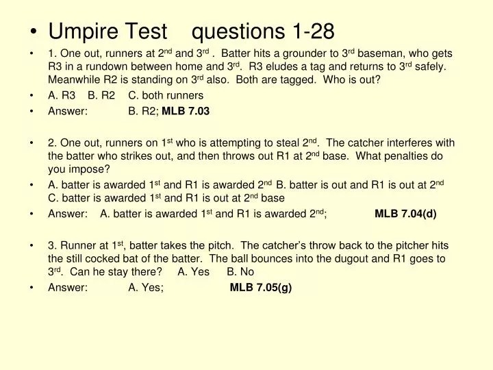 PPT Umpire Test questions 128 PowerPoint Presentation, free download