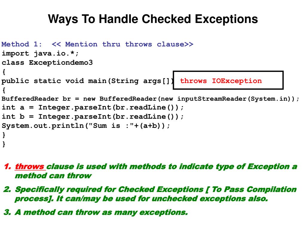 PPT EXCEPTIONS IN JAVA PowerPoint Presentation, free download ID