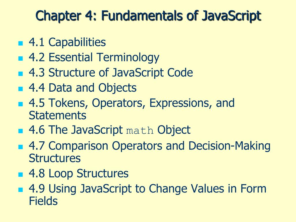 PPT Chapter 4 Fundamentals of JavaScript PowerPoint Presentation