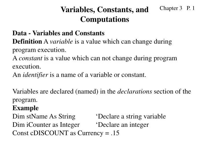 PPT Data Variables and Constants PowerPoint Presentation, free