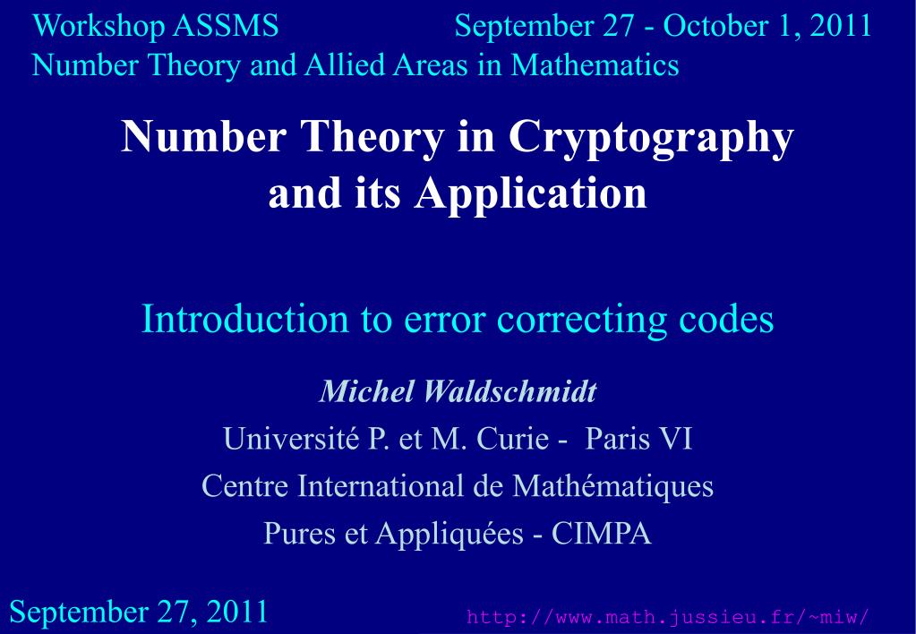 PPT Number Theory in Cryptography and its Application PowerPoint