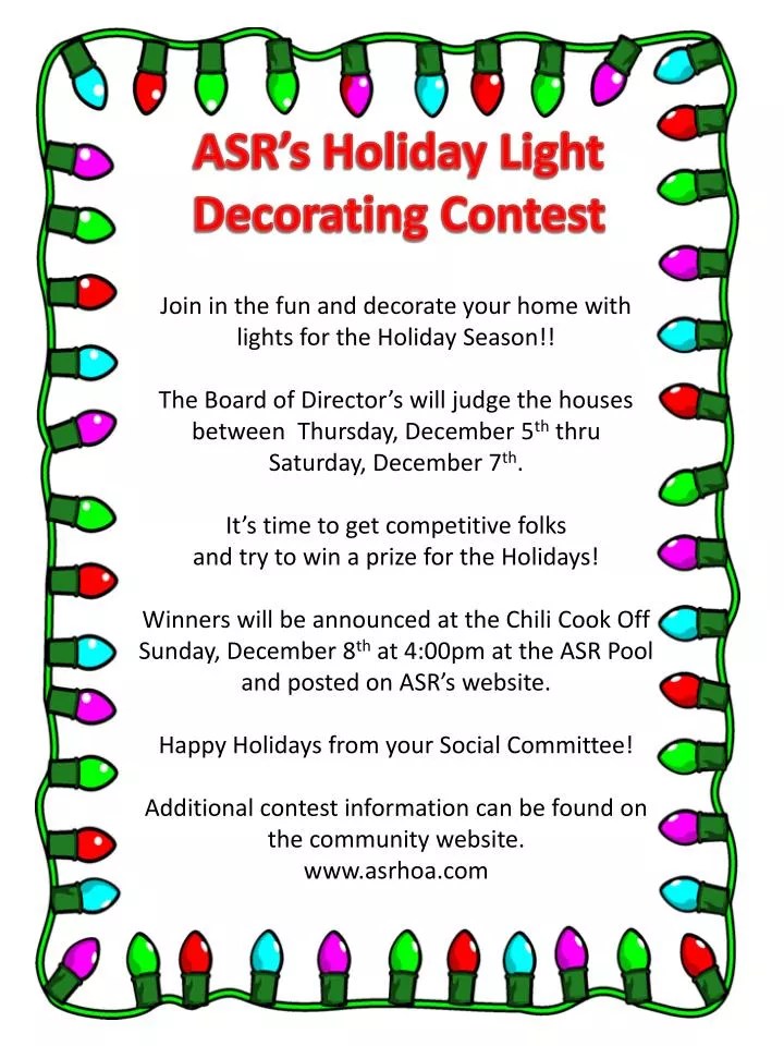 PPT ASR’s Holiday Light Decorating Contest PowerPoint Presentation