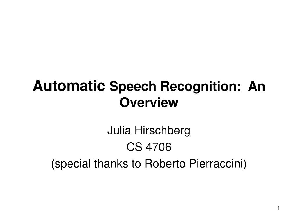 PPT Automatic Speech Recognition An Overview PowerPoint Presentation