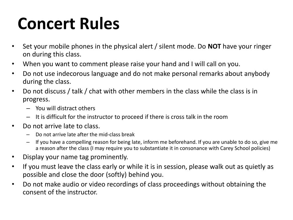 PPT Concert Rules PowerPoint Presentation, free download ID5348039