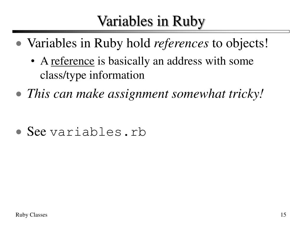PPT Ruby Objects, Classes and Variables PowerPoint Presentation, free