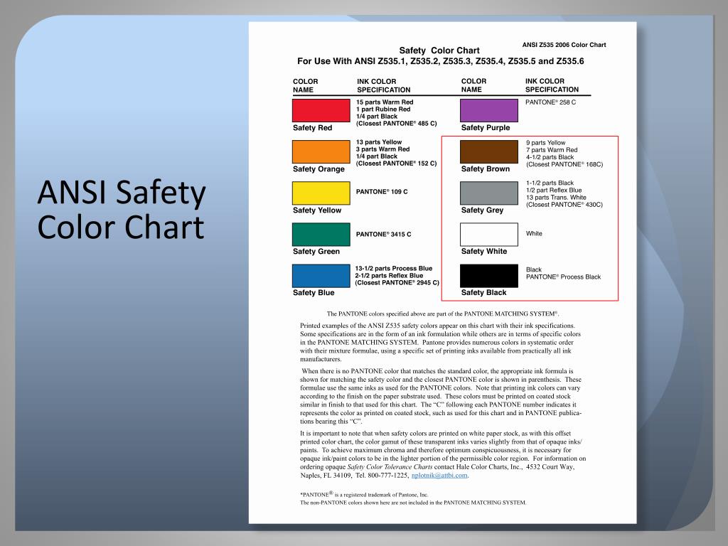 PPT ANSI Z535.1 Safety Colors • New Directions 2012 PowerPoint