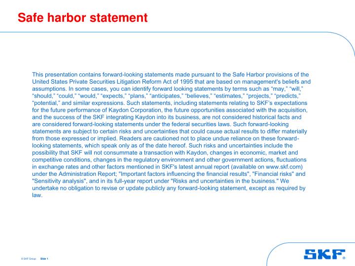 PPT SKF\'s acquisition of Kaydon Corporation PowerPoint Presentation