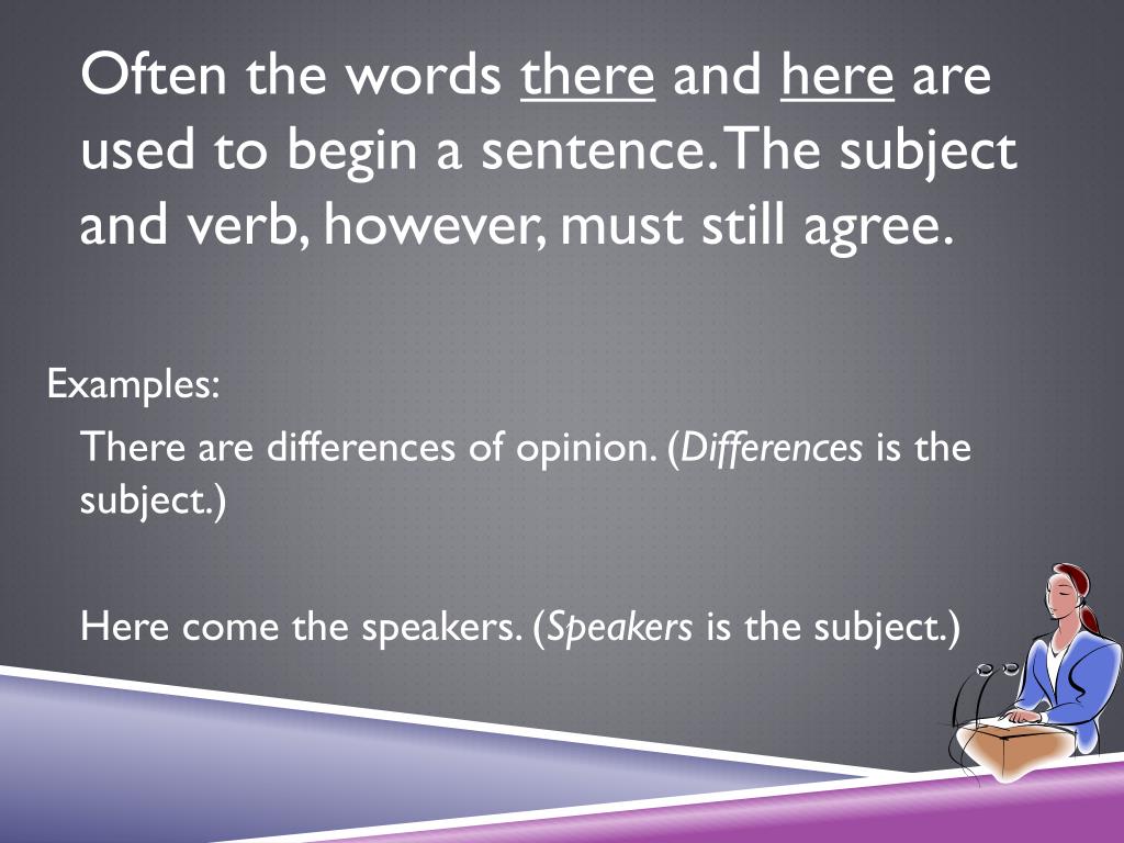 PPT - Agreement: There and Here Beginning a Sentence PowerPoint