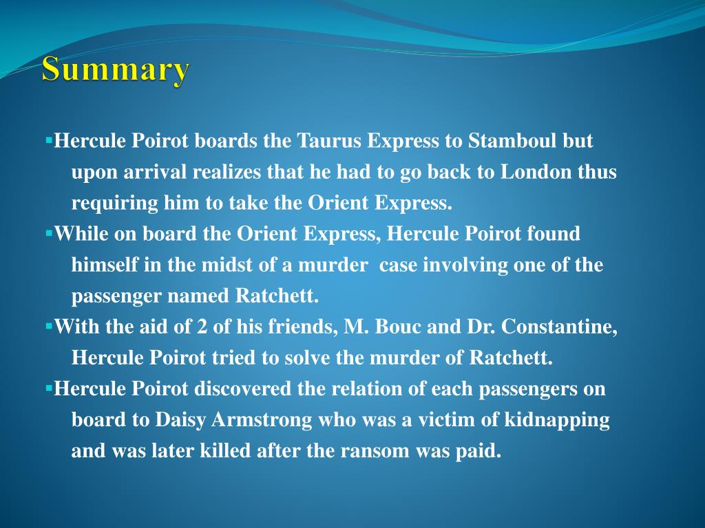 PPT Murder on the Orient Express PowerPoint Presentation, free