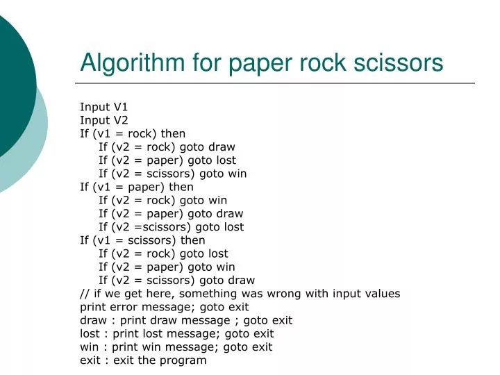 PPT Algorithm for paper rock scissors PowerPoint Presentation, free PPT Algorithm for paper rock scissors PowerPoint Presentation, free