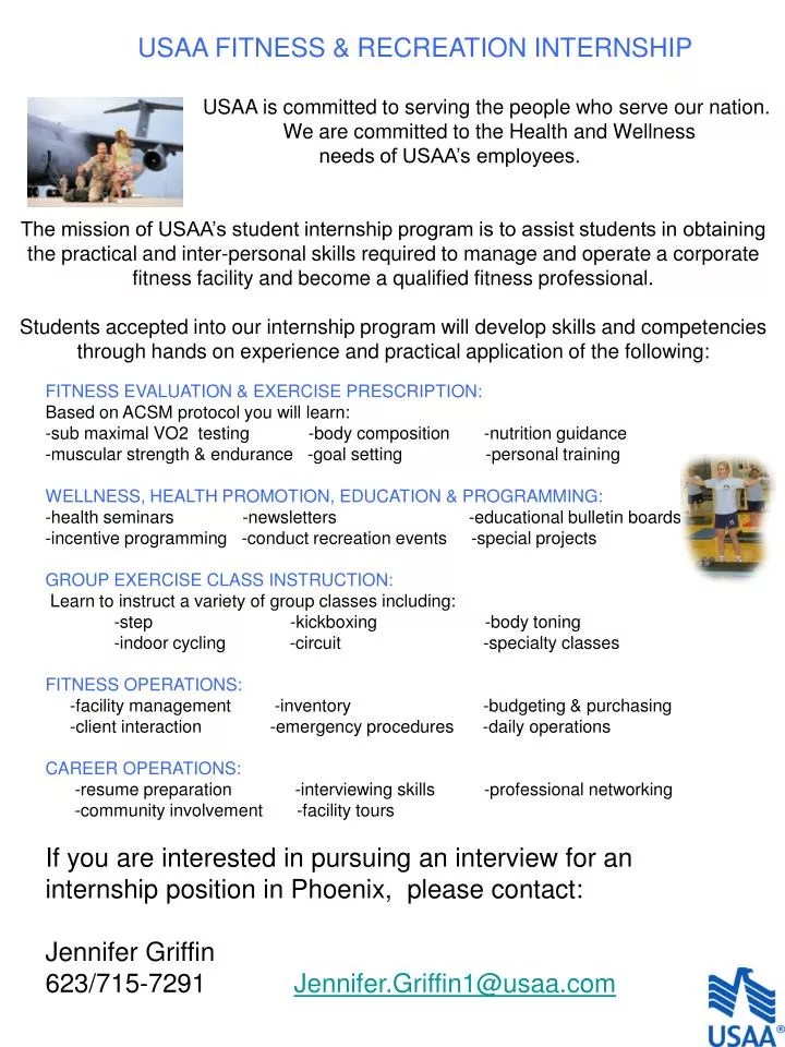 PPT USAA FITNESS & RECREATION INTERNSHIP PowerPoint Presentation ID5364616