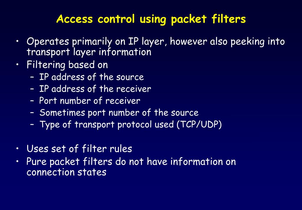 PPT Controlling access with packet filters and firewalls PowerPoint