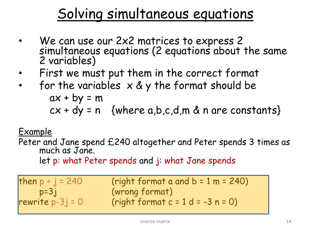 How To Solve A 2x2 Matrix With Variables