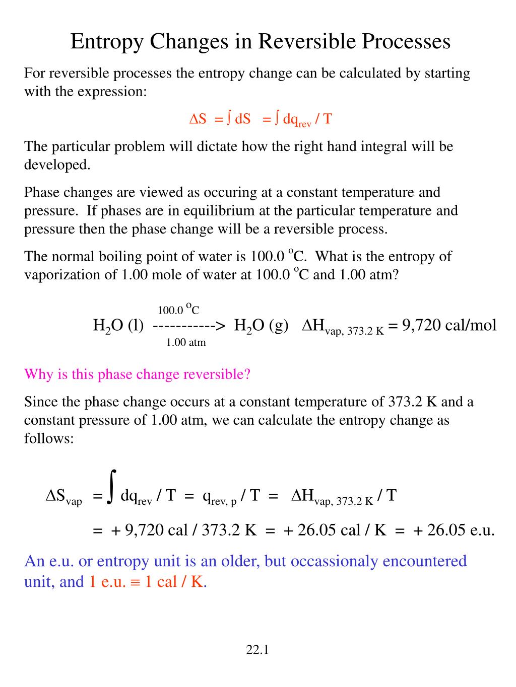 PPT Entropy Changes in Reversible Processes PowerPoint Presentation