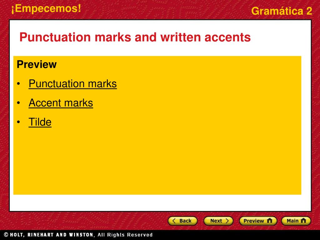 PPT Punctuation marks and written accents PowerPoint Presentation