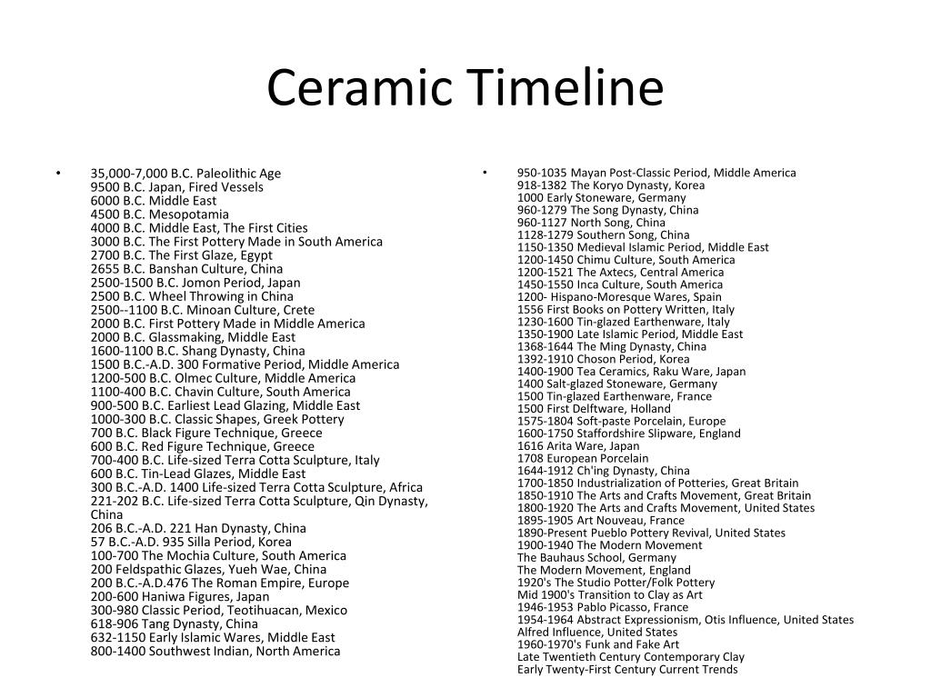 PPT The History of Ceramic Pottery PowerPoint Presentation, free