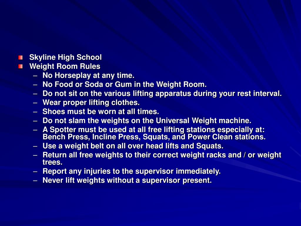 PPT Weight Room Safety Rules PowerPoint Presentation, free download
