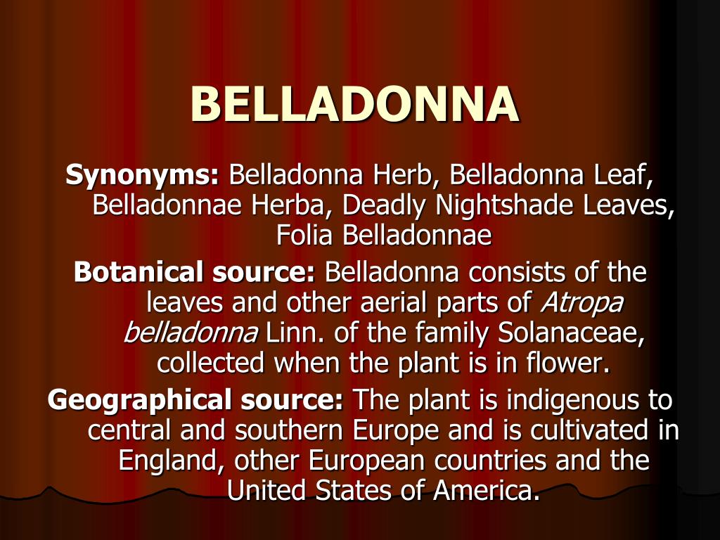 PPT BELLADONNA PowerPoint Presentation, free download ID5407584