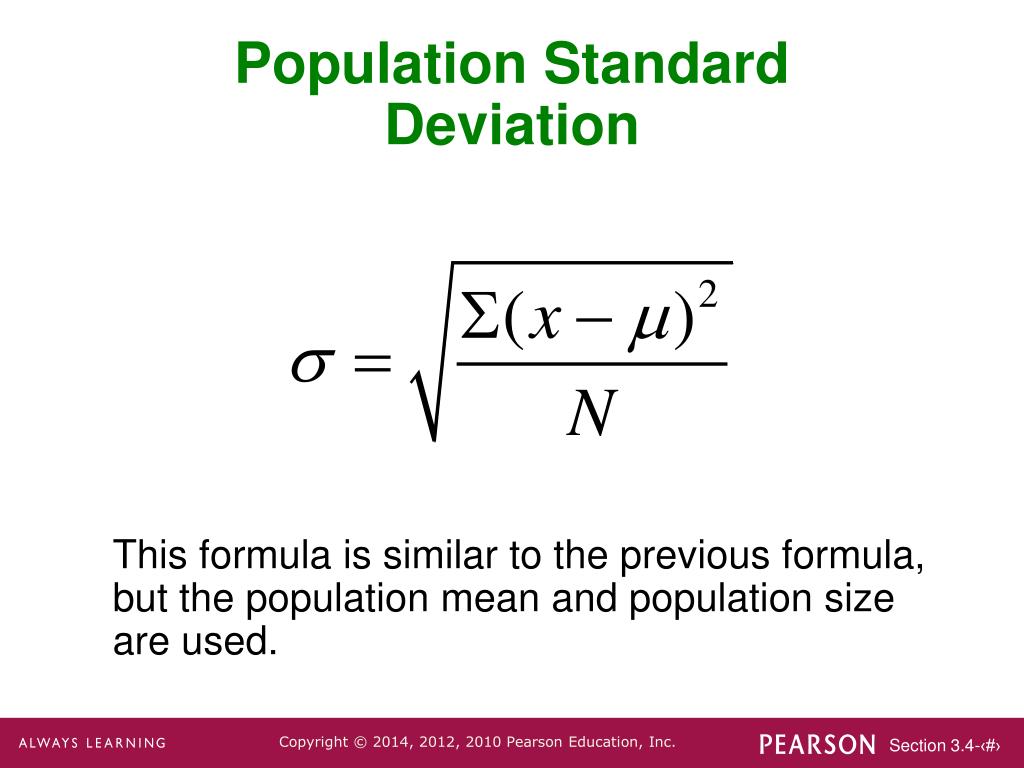 Population Standard Deviation Formula Variance and Standard Deviation