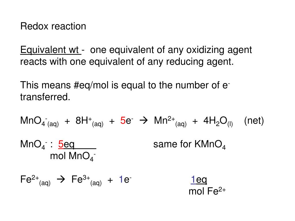 PPT Exp. 16 Volumetric Analysis Redox Titration Normality = eq wt