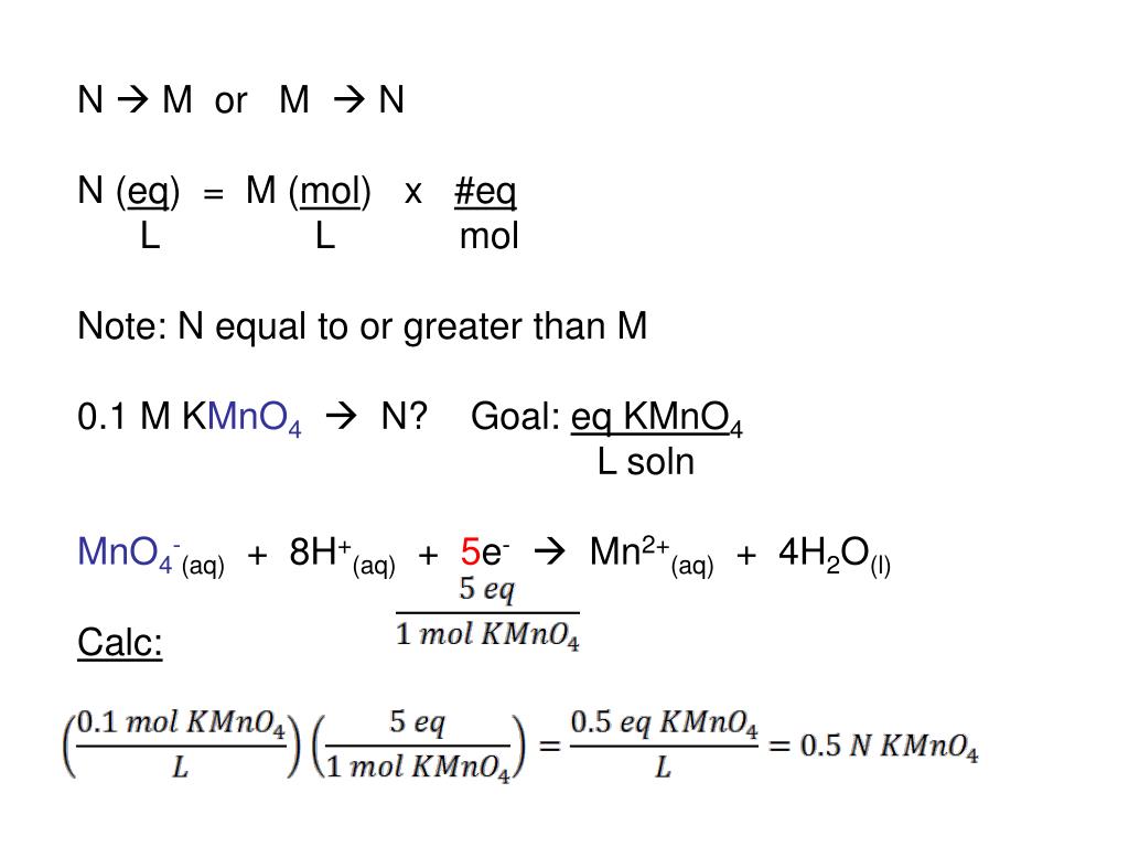 PPT Exp. 16 Volumetric Analysis Redox Titration Normality = eq wt