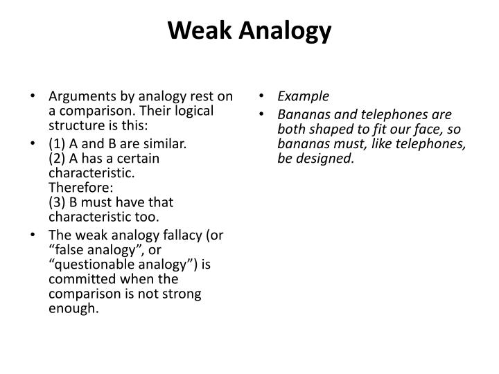 Examples of weak analogy fallacies