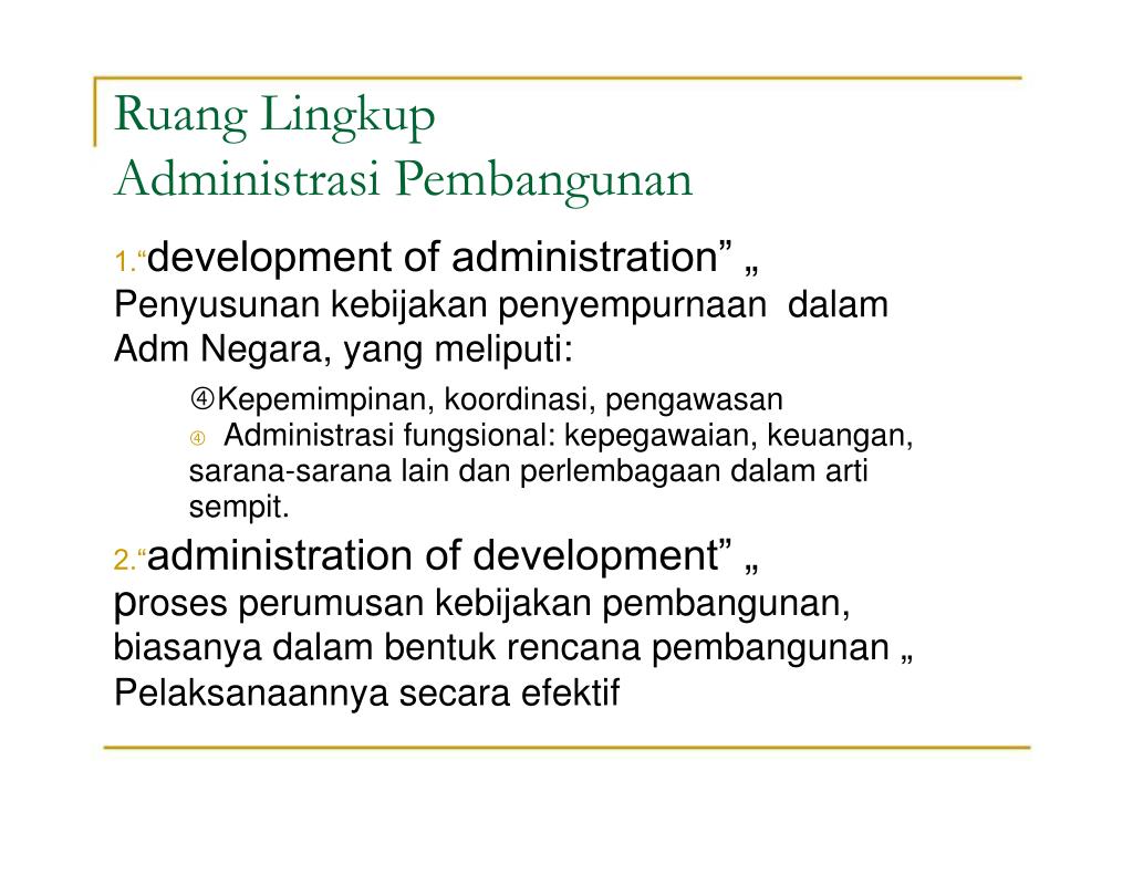 Ruang Lingkup Administrasi Pembangunan Soal Baru