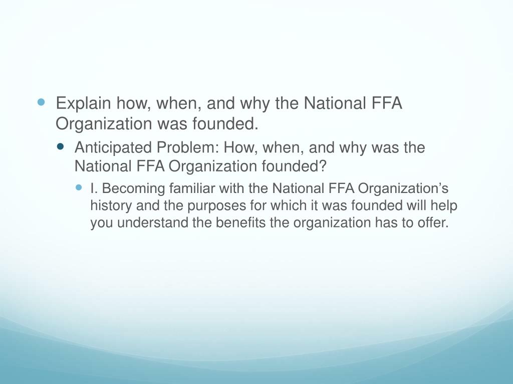 PPT History and Organization of FFA PowerPoint Presentation, free