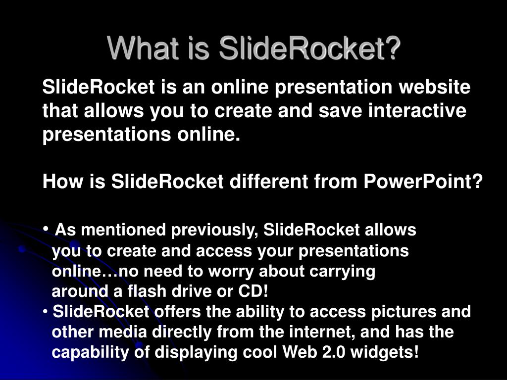 PPT SlideRocket A Step Beyond PowerPoint PowerPoint Presentation, free download ID5425472