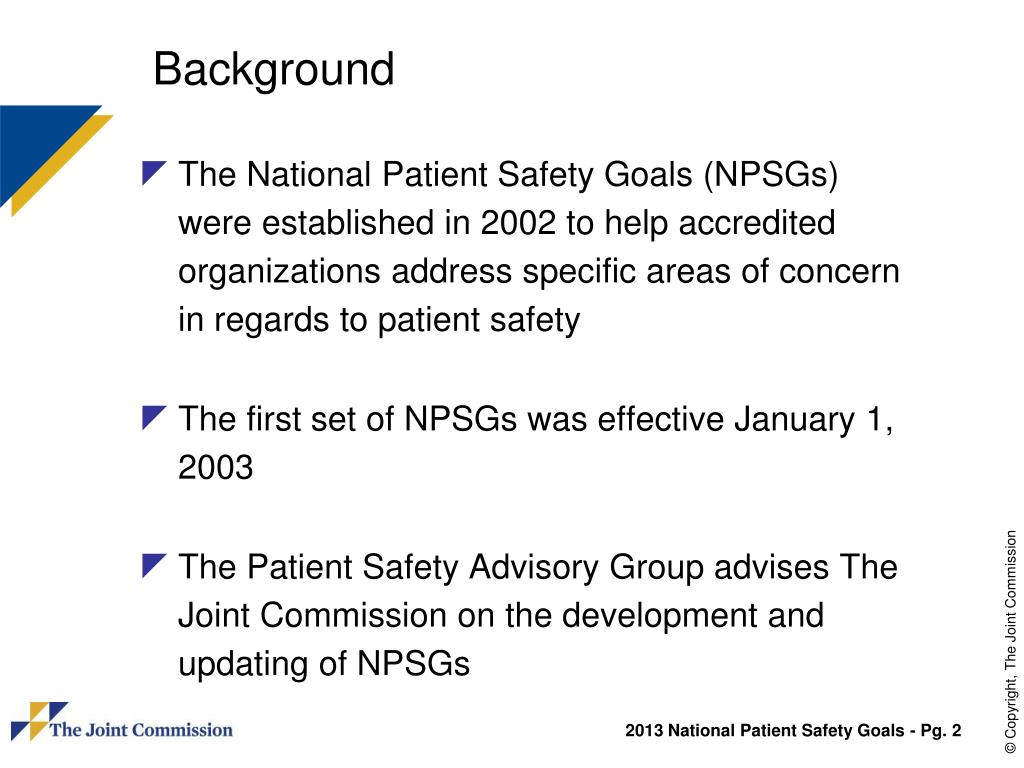 PPT 2013 National Patient Safety Goals PowerPoint Presentation, free