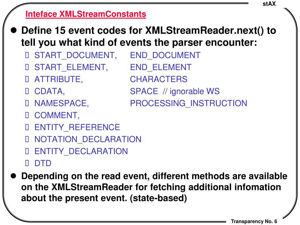 PPT Streaming API for XML (stAX) PowerPoint Presentation, free