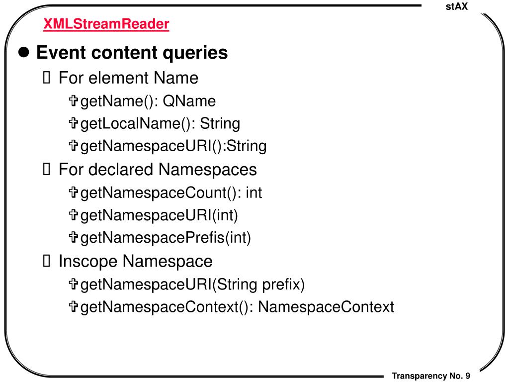 PPT Streaming API for XML (stAX) PowerPoint Presentation, free