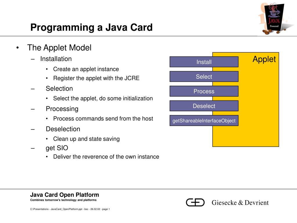 PPT Programming a Java Card PowerPoint Presentation, free download