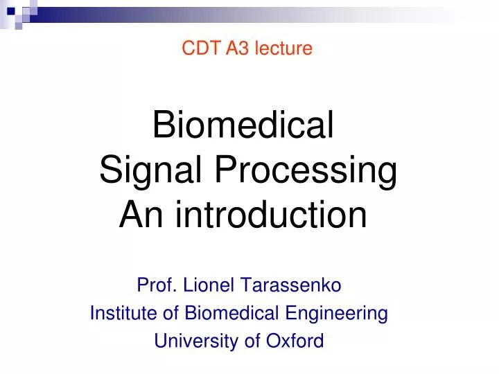 PPT Biomedical Signal Processing An introduction PowerPoint