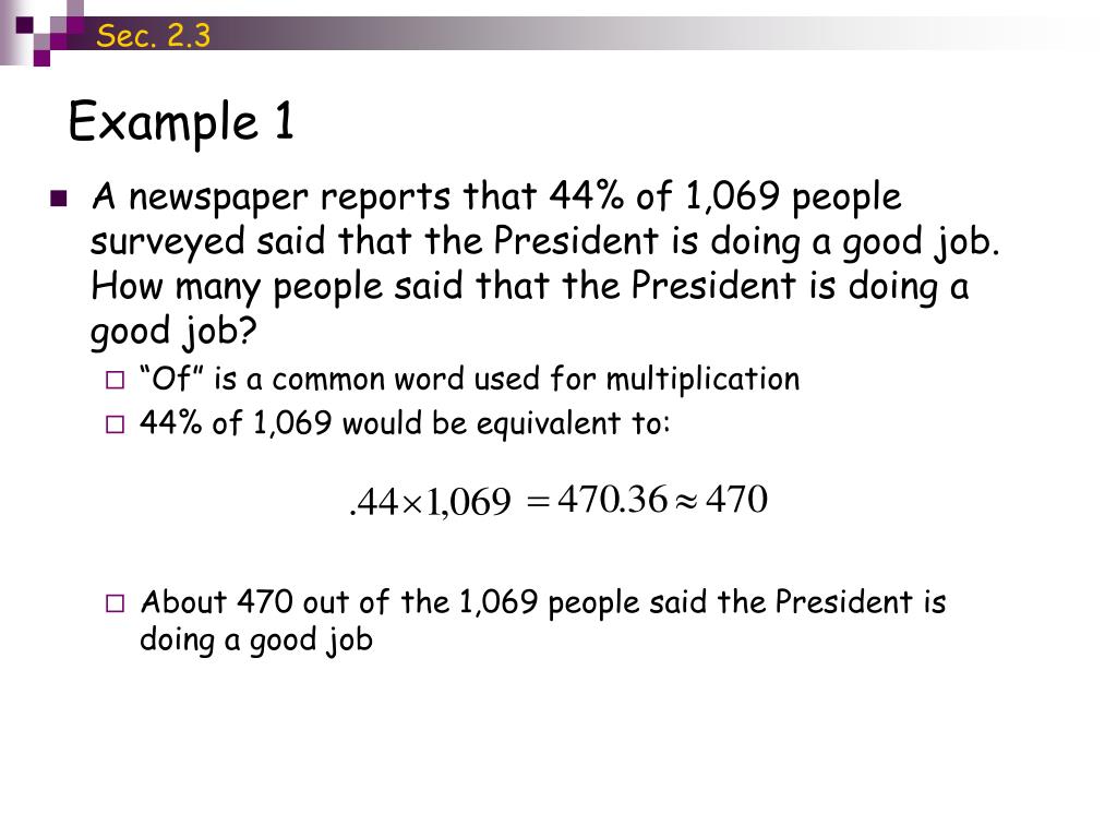PPT Section 2.3 Uses of Percentages in Statistics PowerPoint