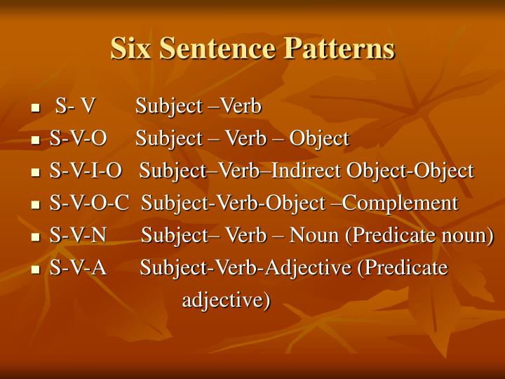 PPT SENTENCE PATTERNS PowerPoint Presentation ID5439787