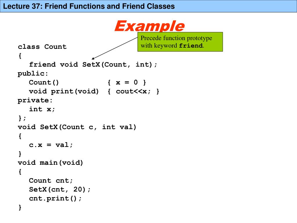 PPT Friend Functions and Friend Classes PowerPoint Presentation, free