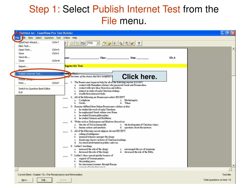 PPT ExamView Test Generator PowerPoint Presentation, free download