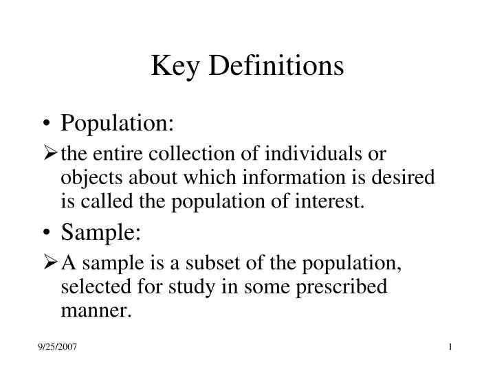 PPT Key Definitions PowerPoint Presentation, free download ID5450199