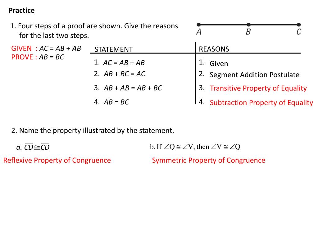 property addition property of equality proof