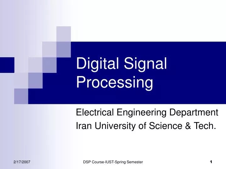 PPT Digital Signal Processing PowerPoint Presentation, free download
