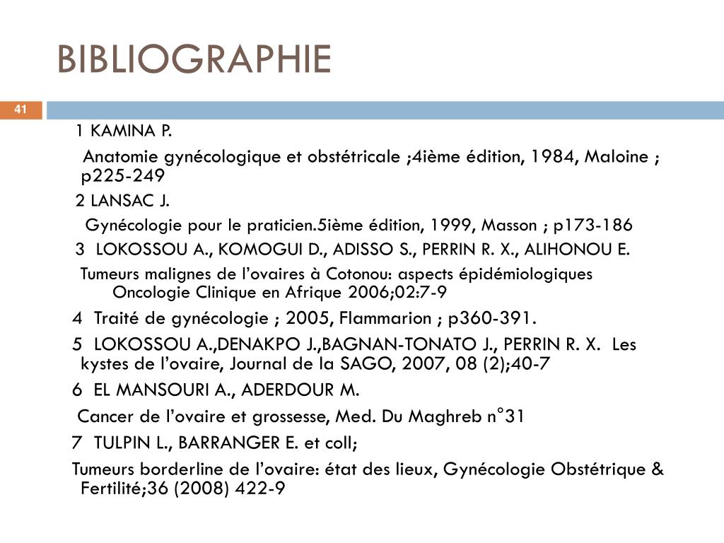 PPT CANCER DE L’OVAIRE Epidémiologie Histoire