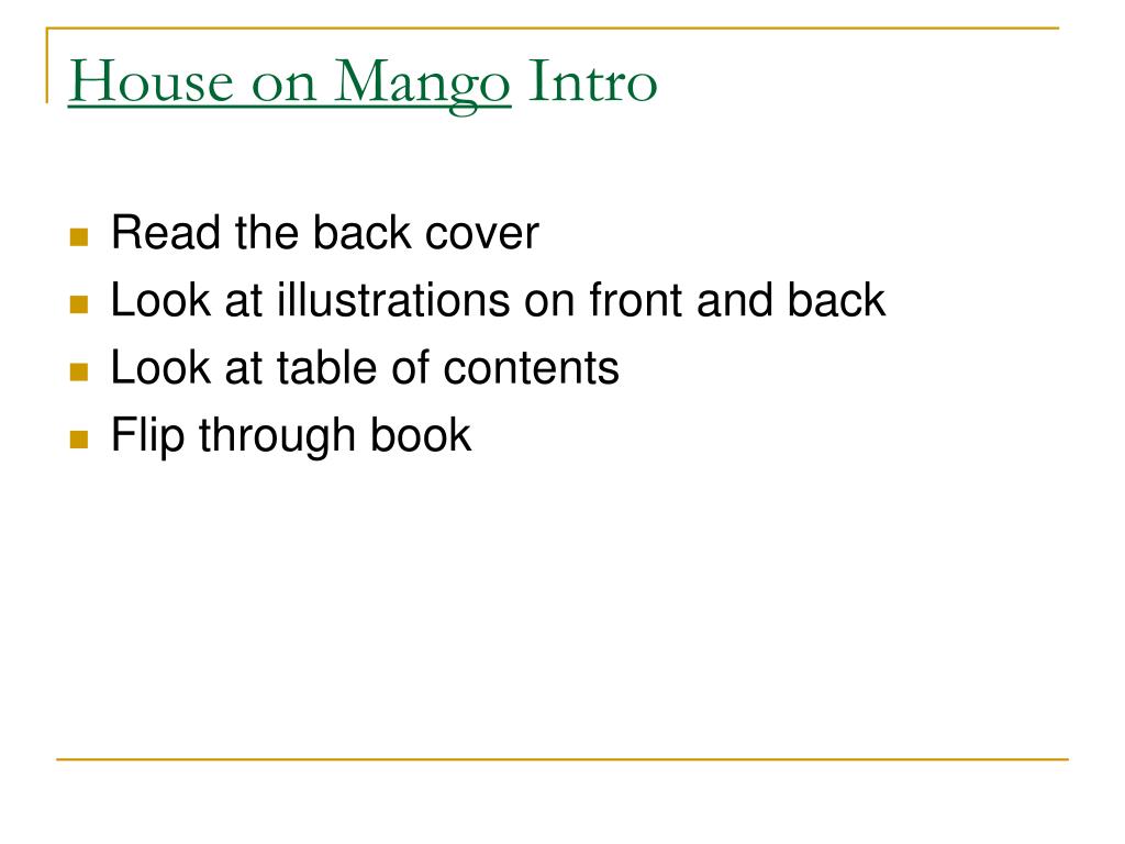 PPT House on Mango Street PowerPoint Presentation, free download ID