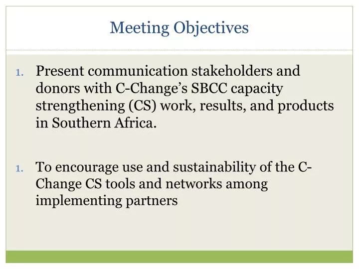 PPT Meeting Objectives PowerPoint Presentation, free download ID