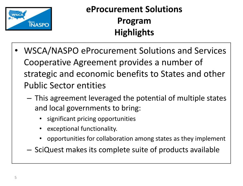 PPT WSCA/NASPO eProcurement eMarket Center and Cooperative Contract