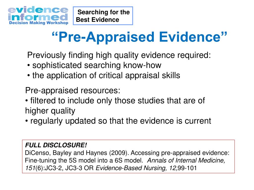 PPT Searching for the Best Evidence PowerPoint Presentation, free