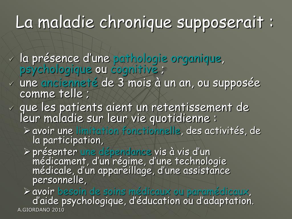 PPT LE CONCEPT DE LA MALADIE CHRONIQUE PowerPoint Presentation, free download ID5480100