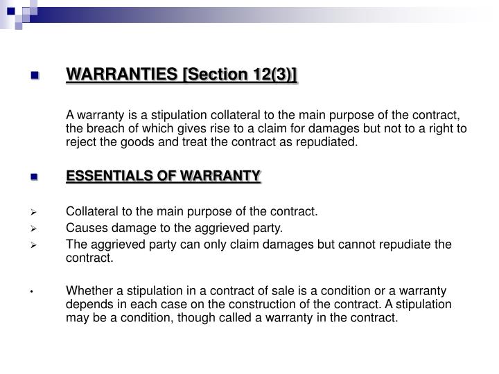 PPT CONDITIONS AND WARRANTIES PowerPoint Presentation ID5484885