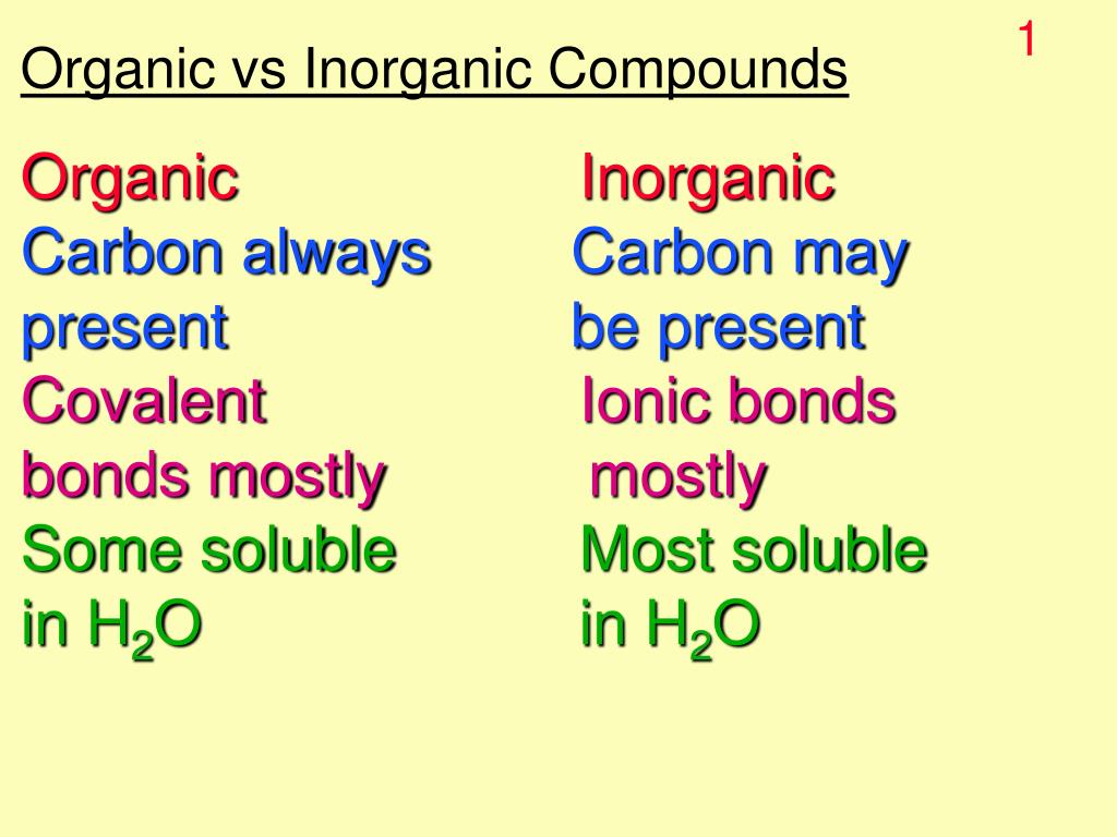 PPT Organic vs Compounds Organic Carbon always Carbon may PowerPoint